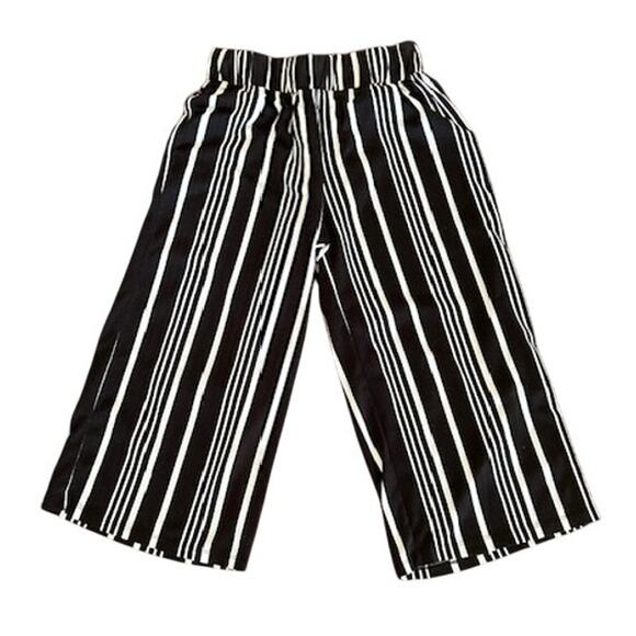 French Laundry Black & White Striped Cropped Culottes – Size Small - Picture 2 of 6
